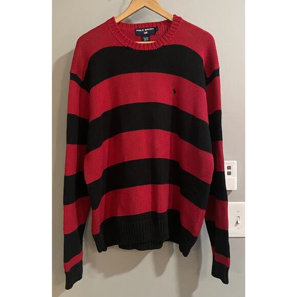 Polo Sport Ralph Lauren‎ Sweater Colorblock Stripe Vintage Y2K Nautical Mens XL - Picture 1 of 5